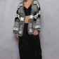 POL Open Front Geometric Print Cardigan with Fringe Detail - DAVERRI FASHIONS