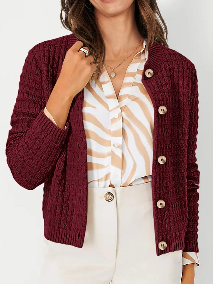 Textured Knit Button-Front Cardigan | Cardigans Daverri Fashions