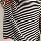 Black and white striped round neck long sleeve sweater with red trim