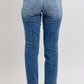 Judy Blue Full Size Mid Rise Skinny Cuff Jeans with Pockets Plus Size - DAVERRI FASHIONS