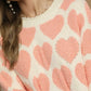 Umgee Mix Heart Pattern Pearl Accent Sweater - DAVERRI FASHIONS