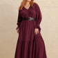 Plus Size Swiss Dot Tie Neck Flounce Sleeve Maxi Dress - DAVERRI FASHIONS