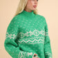 VERY J Christmas Element Mock Neck Long Sleeve Sweater - DAVERRI FASHIONS