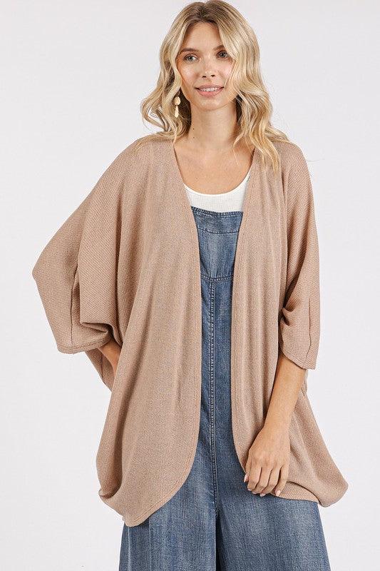 Mittoshop Open Front Batwing Sleeve Cardigan Camel Cardigans