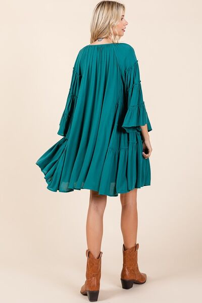 Mittoshop Frill Tie Neck Bell Sleeve Dress