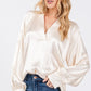 SAGE + FIG Notched Long Sleeve Blouse Blouses