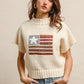 BiBi American Flag Patchwork Drop Shoulder Sweater - DAVERRI FASHIONS