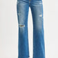 RISEN Full Size High Rise Ankle Straight Front Body Distressed Jeans Plus Size - DAVERRI FASHIONS