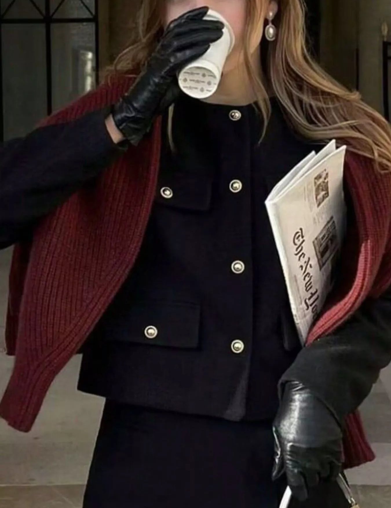 Tweed Button Up Cropped Jacket | Jackets Daverri Fashions