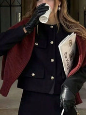 Tweed Button Up Cropped Jacket | Jackets Daverri Fashions