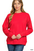 Zenana Fleece Round Neck Ribbed Side Raglan Sweatshirt - DAVERRI FASHIONS