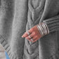 Cozy gray full-size cable-knit long sleeve plus size sweater
