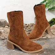 Lexi Suede Block Heel Western Boots | Boots Daverri Fashions