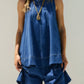 Casual Contrast Stitch Denim Tank Top and Shorts Set - DAVERRI FASHIONS