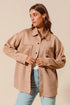SO ME Faux Sued Snap Shacket with Collar and Pockets CAMEL
