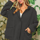 BiBi Single-Breasted Washed Fleece Jacket Black Charcoal