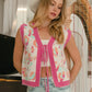 BiBi Leopard Sweater Vest With Front Tie and Scallop Detail Vests