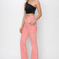 RISEN Full Size High Rise Side Slit Cargo Bootcut Jeans Jeans