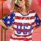 BiBi American Flag Theme USA Lettering Sequin Top Tops