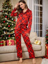 Plaid Button Up Long Sleeve Top and Pants Lounge Set - DAVERRI FASHIONS