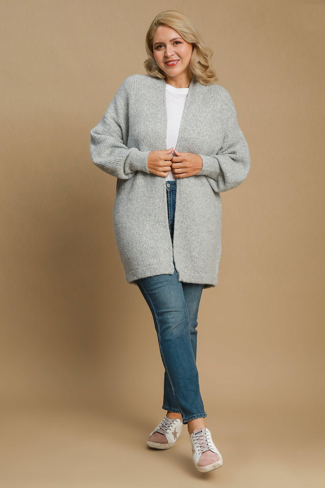 Umgee Wool Blend Open Front Lantern Sleeve Cardigan Cardigans