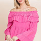 Lime 'N' Chili Ruffled Trumpet Sleeve Off-The-Shoulder Top - DAVERRI FASHIONS