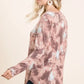 Tie Dye French Terry V-neck Top - DAVERRI FASHIONS