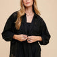 Annie Wear Openwork Button Down Drop Shoulder Shirt Tops
