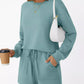 Round Neck Long Sleeve Top and Shorts Set - DAVERRI FASHIONS