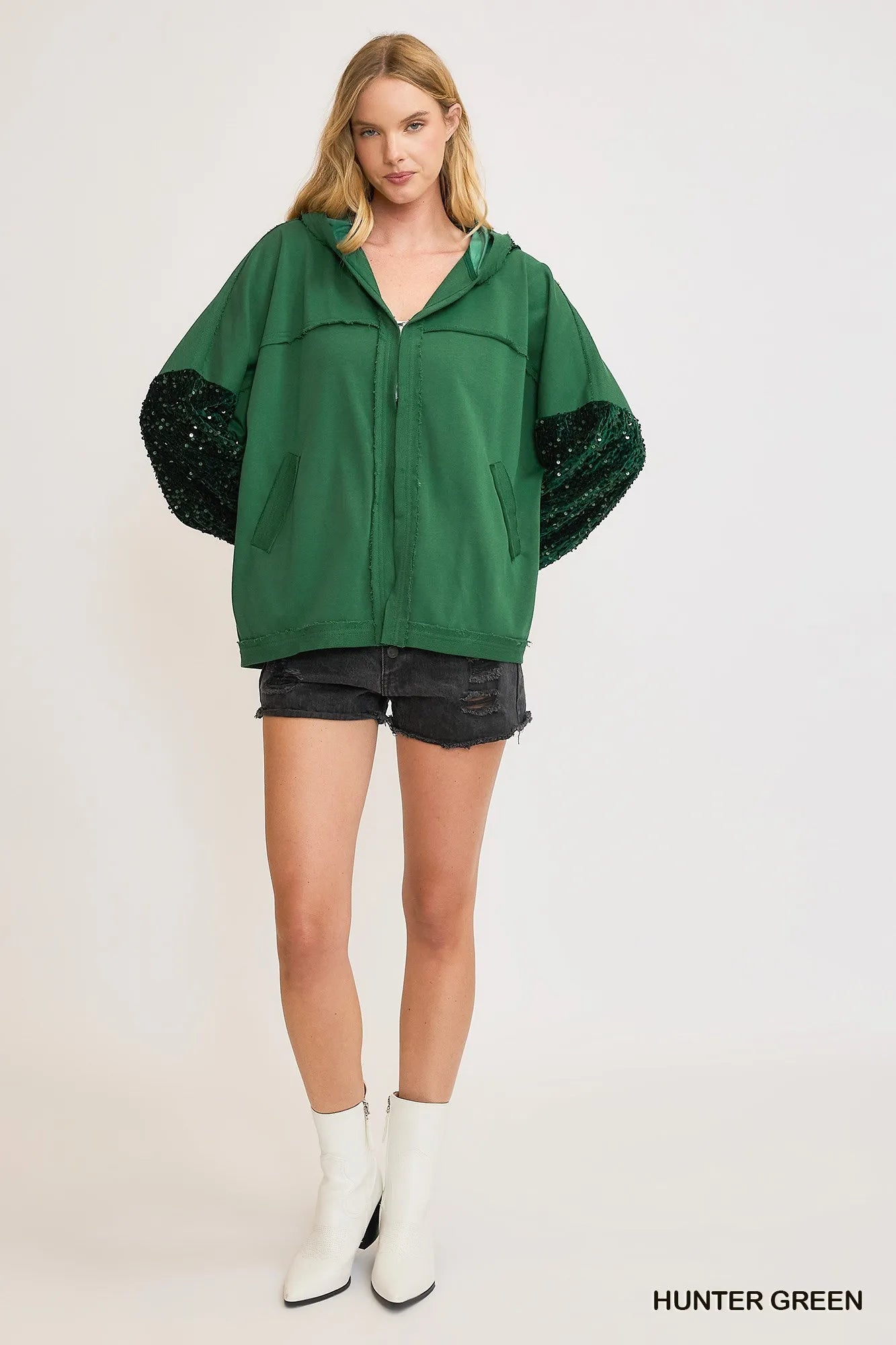 Umgee Sequined French Terry Jacket