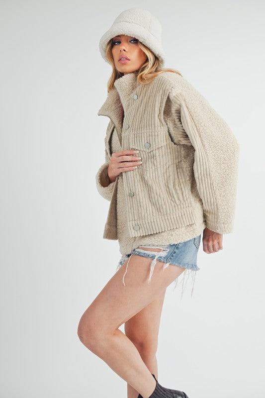 Aemi + Co Turtleneck Sherpa Jacket with Pockets Jackets