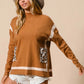 BiBi Mock Neck Sweater with Leopard Pocket Sweaters