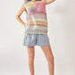 Davi & Dani pastel striped crochet sleeveless knit vest top