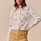 SO ME Collared Floral Embroidered Button Down Sweater Cardigan - DAVERRI FASHIONS