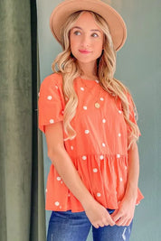 And The Why Pom Pom Polka Dots Short Sleeve Top | Tops Daverri Fashions
