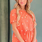 And The Why Pom Pom Polka Dots Short Sleeve Top