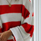 Daverri Fashions plus size red white striped ribbed-knit sweater
