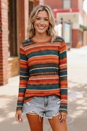 Keep Me Guessing Teal Herringbone Long Sleeve | Daverri Fashions