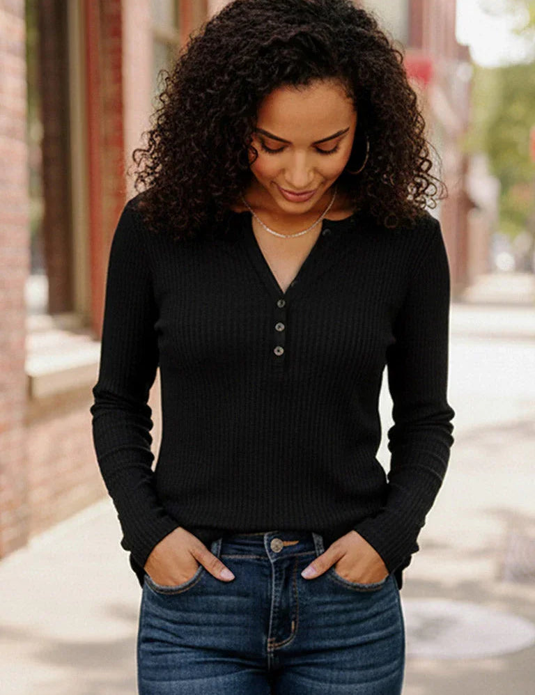 Backwoods Beauty Black Thermal Top | Daverri Fashions