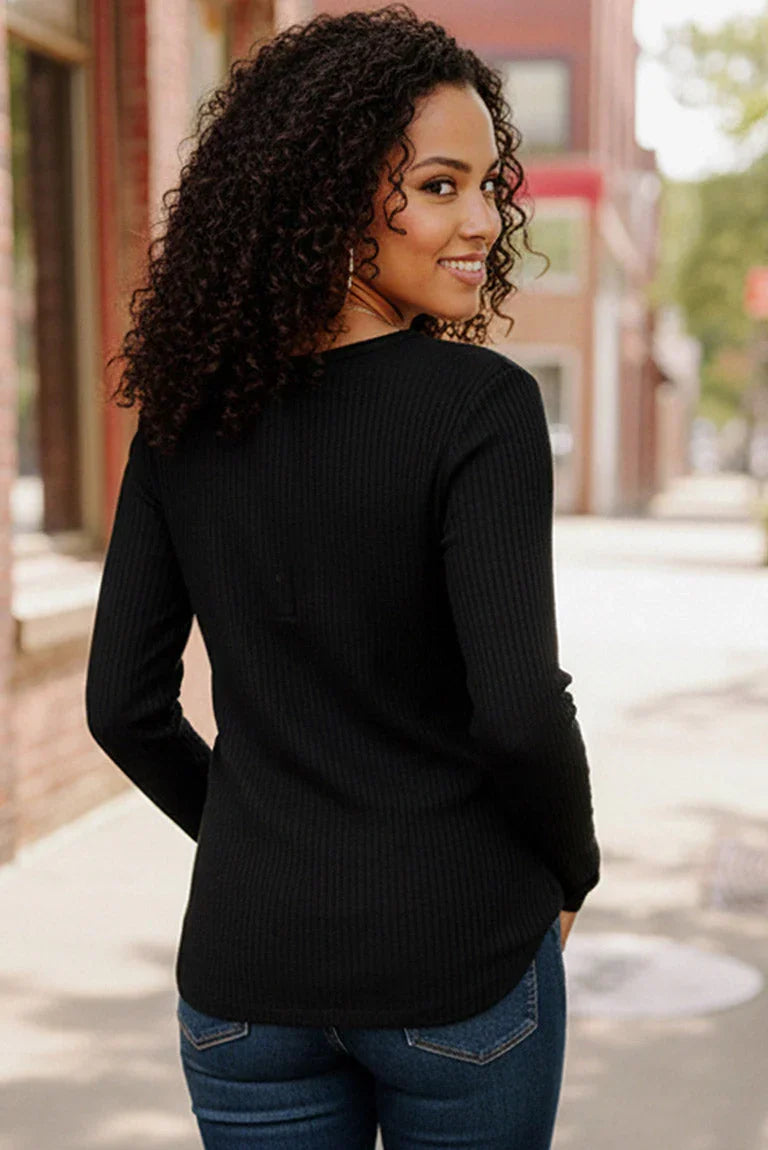 Backwoods Beauty Black Thermal Top | Daverri Fashions