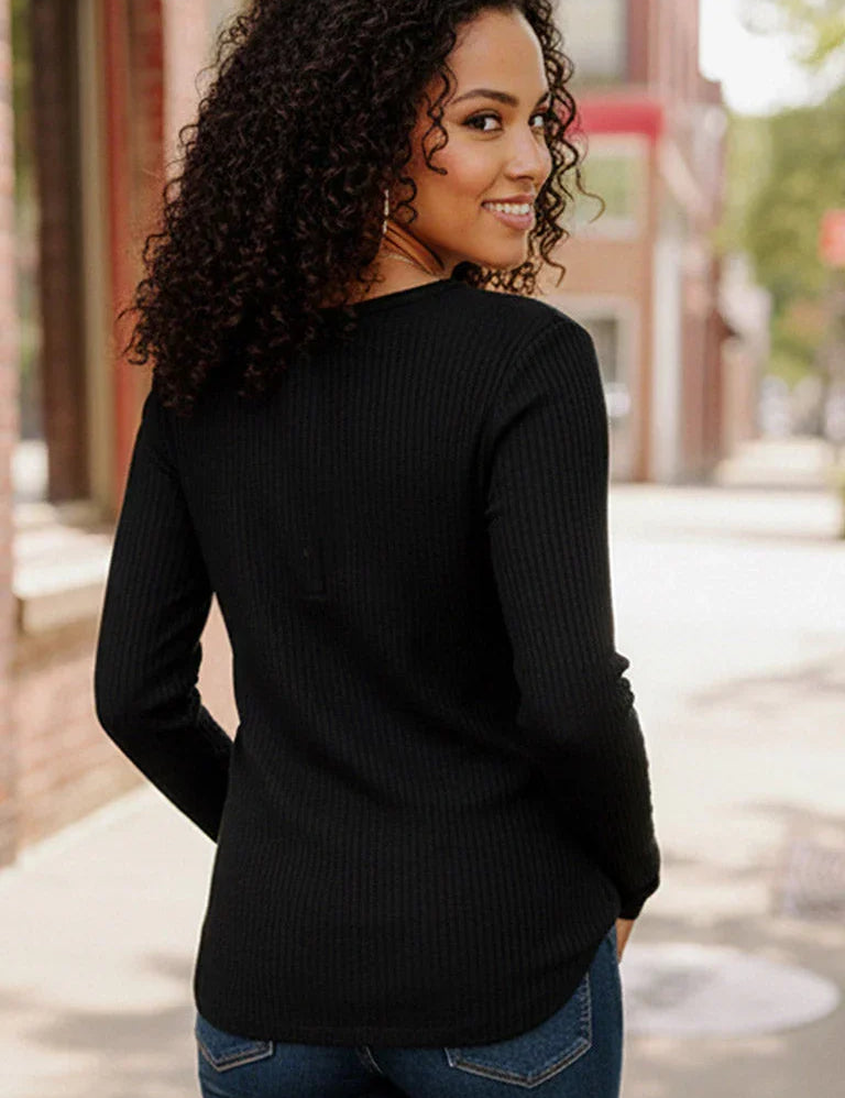 Backwoods Beauty Black Thermal Top | Daverri Fashions