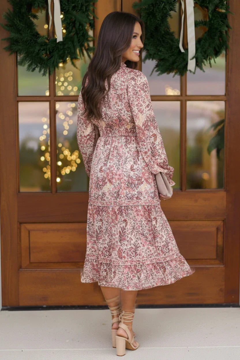 Bloom and Twirl Satin Floral Dress | Daverri Fashions