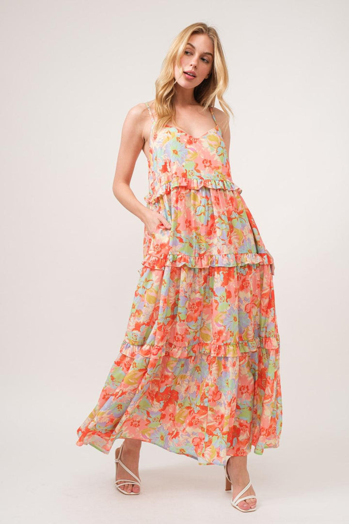 Floral Ruffled Tiered Maxi Cami Dress Midi Dresses