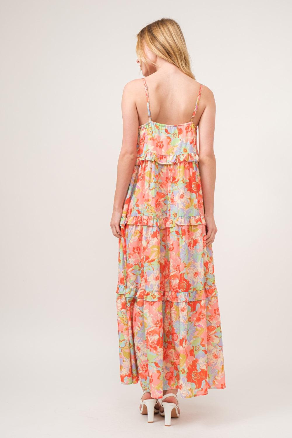 Floral Ruffled Tiered Maxi Cami Dress Midi Dresses