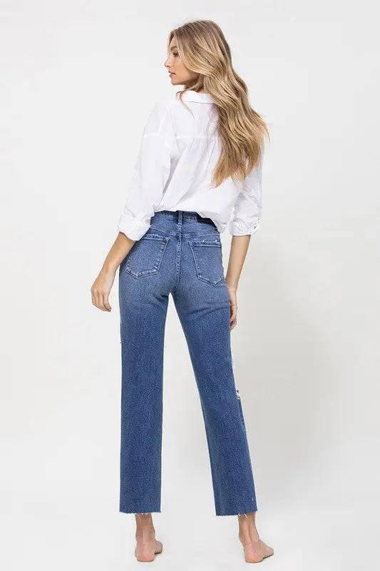 High Rise Straight Distressed Jeans Jeans