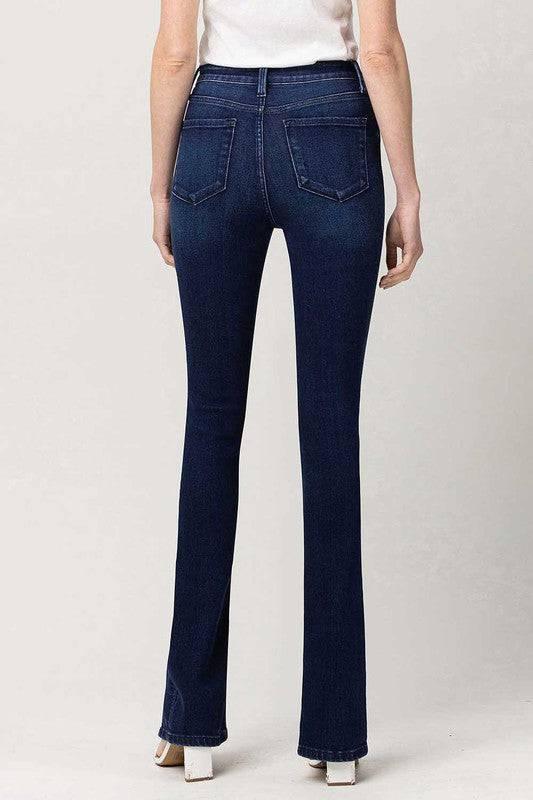 High Rise Slim Straight Front Slit Jeans Jeans