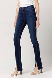 High Rise Slim Straight Front Slit Jeans Jeans