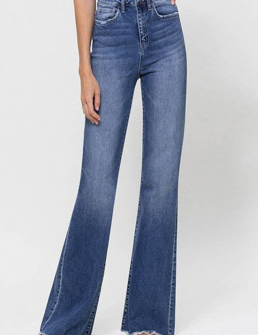 Vervet by flying monkey super high rise relaxed flare jeans LINE IS BLUE 32 Jeans