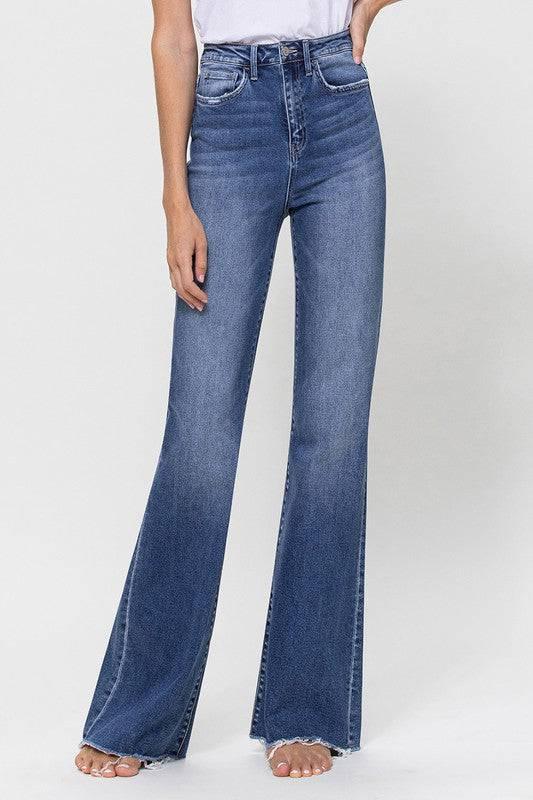 Vervet by flying monkey super high rise relaxed flare jeans LINE IS BLUE 32 Jeans