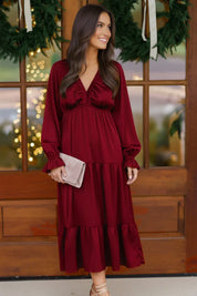 Goddess Grove Red Satin Maxi Dress | Daverri Fashions